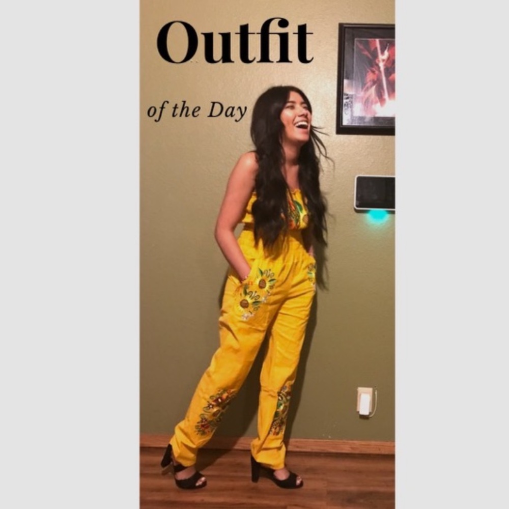 Yellow jumpsuit beautiful handmade palazzo